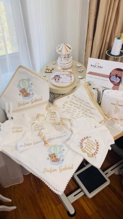 Trusouri Botez Muselina - Trusou Botez Muselina Alba Ursulet cu balon auriu