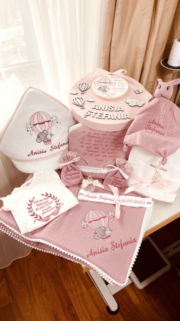 Trusou Botez Muselina Roz Prafuit Balon aer cald [4]