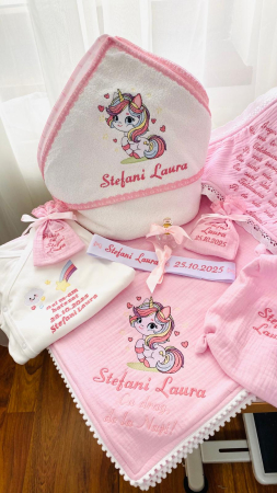 Trusou Botez Muselina Roz Unicorn [2]