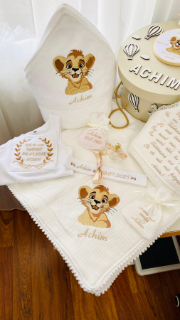 Trusou Botez Muselina Simba alb cu bej [1]