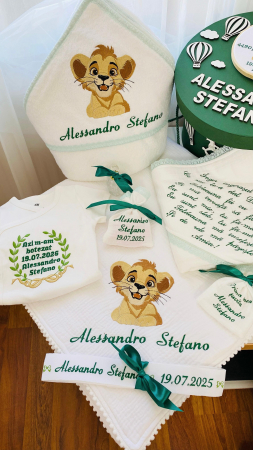 Trusou Botez Muselina Simba alb cu verde [2]