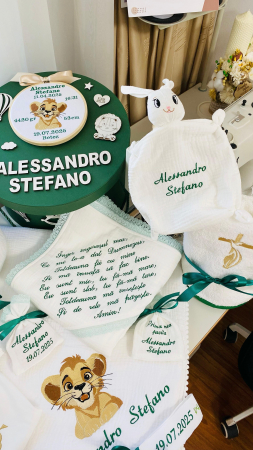 Trusou Botez Muselina Simba alb cu verde [1]