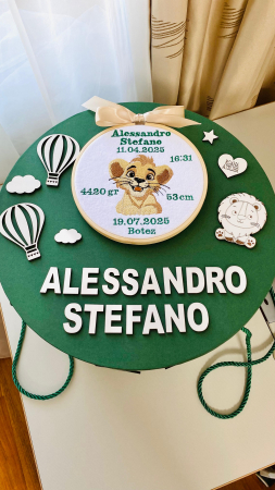 Trusou Botez Muselina Simba alb cu verde [3]