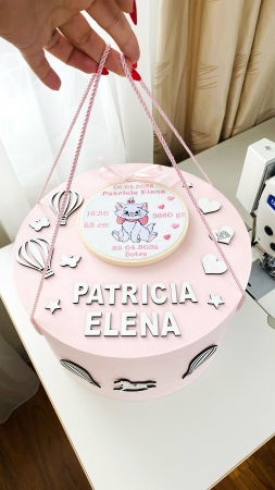 Trusou Botez Pisica Marie Roz personalizat datele nasterii [3]
