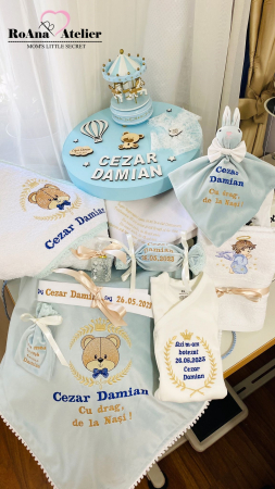 Trusouri Botez Catifea - Trusou Botez Ursulet cu coronita