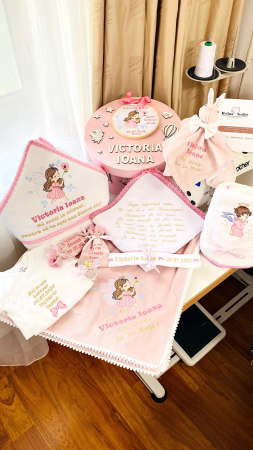 Trusouri Botez Catifea - Trusou Botez Zana Fluturas Roz