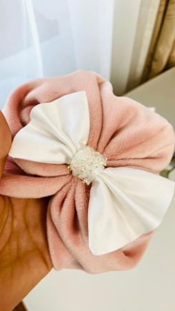 Turban bebe catifea roz prafuit fundita alba [1]