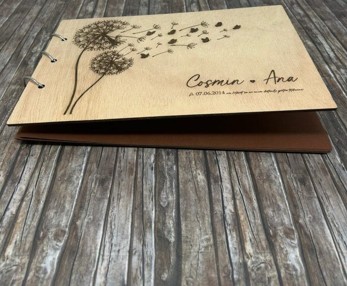 Guestbook personalizat din lemn pentru nuntă – gravat laser [2]
