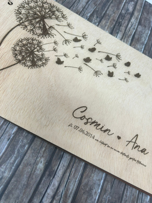 Guestbook personalizat din lemn pentru nuntă – gravat laser [3]