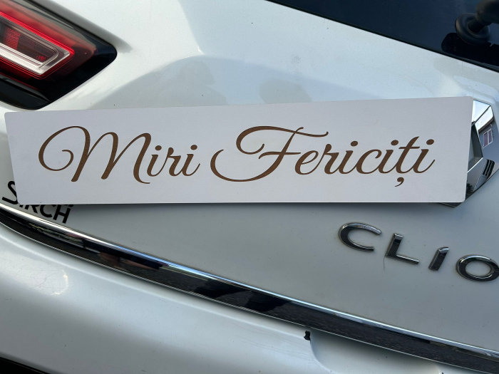 Set 2 plăcuțe din lemn gravate la laser,pentru nuntă,cu textul miri fericiți [1]