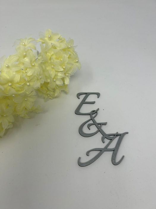 Topper argintiu cu inițiale personalizate – E & A [1]