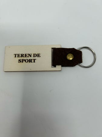 Produse decorative - Breloc personalizat din lemn,gravat la laser cu textul Teren de sport