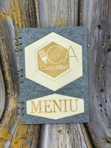 HoReCa - Copertă pentru meniu din lemn combinat cu fetru grii