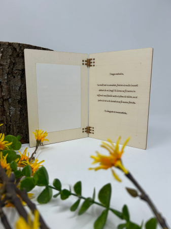 Felicitare din lemn „La Mulți Ani, Mătușă!” – Cadou personalizat cu poză 13x18 cm [1]