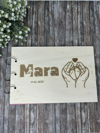 Nuntă Botez Aniversare - Guestbook pentru botez,personalizat,din lemn,gravat la laser
