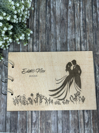 Nuntă Botez Aniversare - Guestbook personalizat,din lemn,gravat la laser cu textul Edith&Nicu