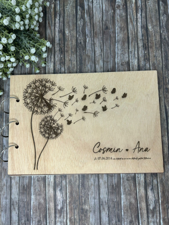 Nuntă Botez Aniversare - Guestbook personalizat din lemn pentru nuntă – gravat laser