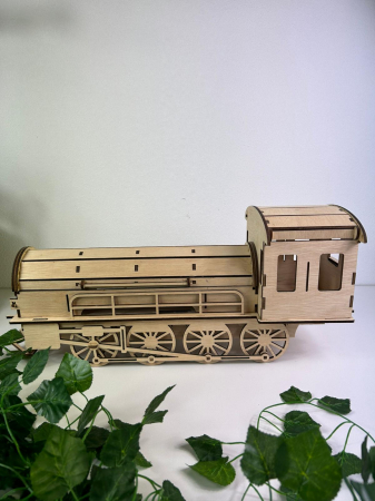Cadouri Personalizabile - Trenuleț din lemn 3D – Puzzle locomotivă DIY pentru copii și adulți