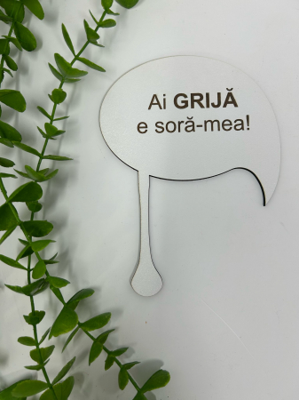 Nuntă Botez Aniversare - Props cu textul ,,Ai grijă e soră-mea" din MDF
