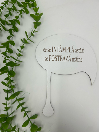Nuntă Botez Aniversare - Props cu textul,,ce se întâmplă astăzi se postează mâine" din MDF