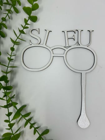 Nuntă Botez Aniversare - Props în formă de ochelari,cu textul ,,Și eu'' din MDF