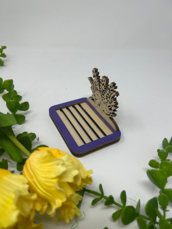 Suport pentru săpun din lemn de plop – Model Lavandă, rustic și elegant [1]