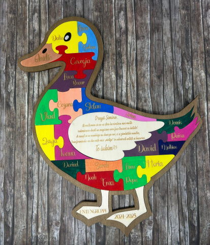 Cadouri Personalizabile - Tablou personalizat în formă de rățușcă – puzzle cu nume