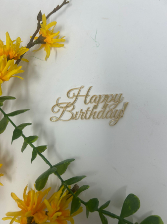 Produse debitate la laser - Topper din plexiglas auriu,happy birthday