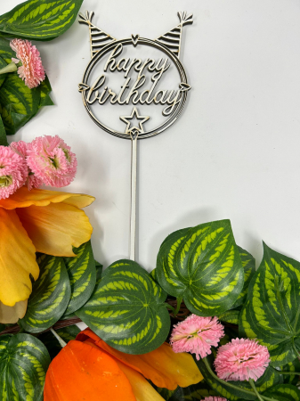 Topper - Topper în formă de coif cu textul ,,Happy Birthday"