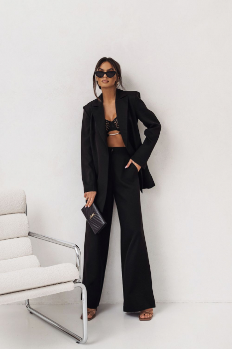 Costum elegant negru femei sacou pantaloni [1]