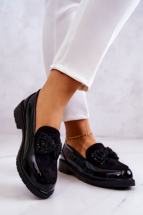 Mocasini dama piele ecologică lacuiți fundiță talpă antiderapantă [6]