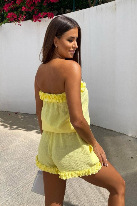 Set vară femei mușelină top fără bretele și pantaloni scurți confortabil și stilat [5]