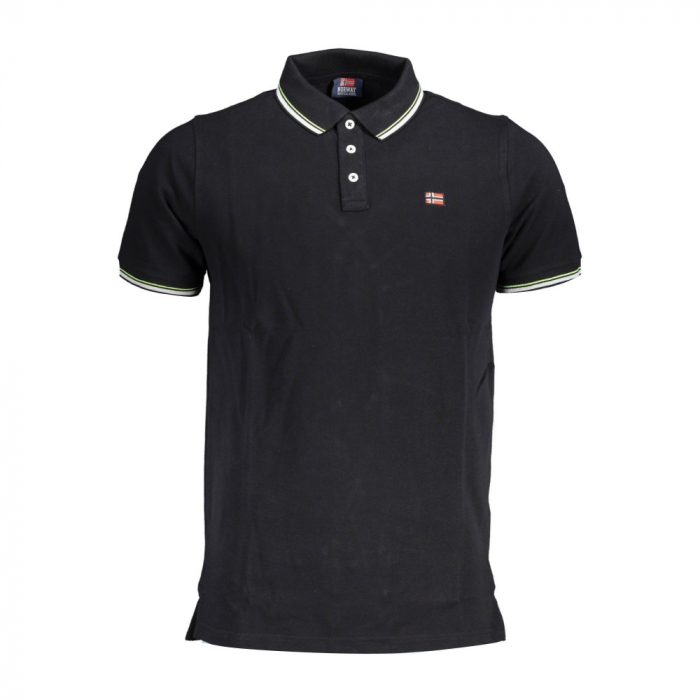 Tricou polo din bumbac bărbați Norway 1963 negru [1]