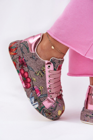 Sneakers - Adidași dama platformă floral cristale strălucitoare