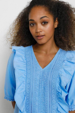 Bluză femei Crhumla albastra din bumbac Bluze și cămăși - Bluză femei Crhumla albastra din bumbac