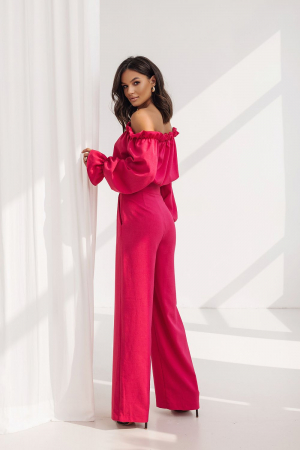 Compleu elegant femei cu bluza cu volane și pantaloni talie înaltă pentru ocazii speciale [1]