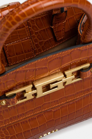 Geantă Guess damă maro coniac textură croco detalii aurii [2]