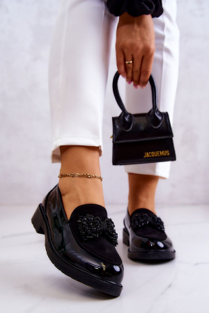 Mocasini dama piele ecologică lacuiți fundiță talpă antiderapantă [1]