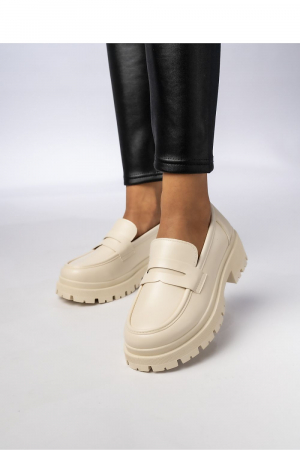 Mocasini Femei Albi Milano Beige – Piele Ecologică [3]