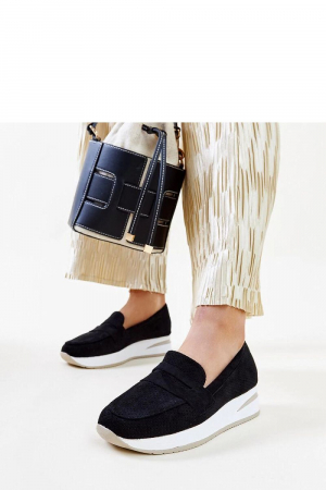 Pantofi negri femei piele ecologică slip-on toc plat [3]