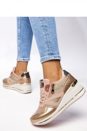 Sneakersi Femei VELORA PINK Roz Metalic cu Talpă Înaltă [2]