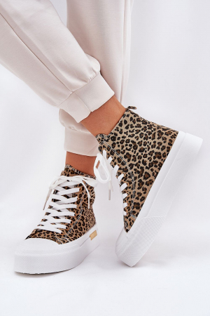 Sneakers - Teniși dama imprimeu leopard cu platformă cauciucată