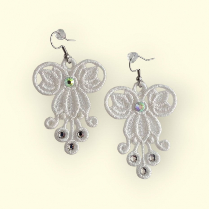Cercei Albi Sparkle cu Cristale Eleganti [4]