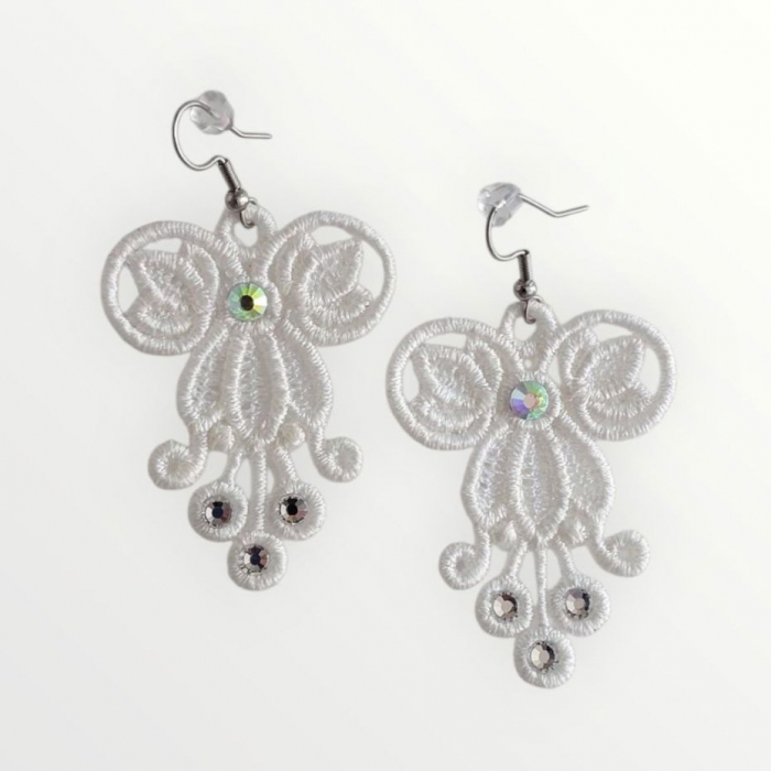 Cercei Albi Sparkle cu Cristale Eleganti [2]