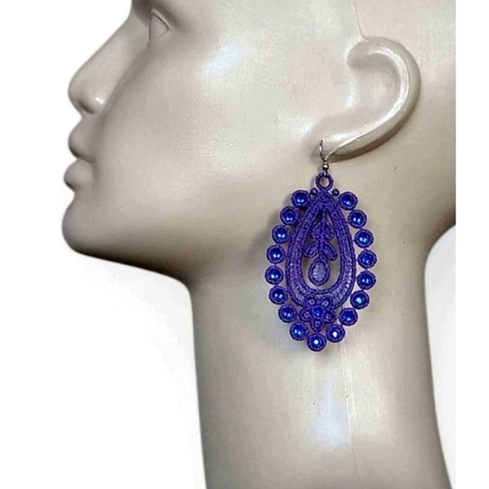 Cercei Candelabru Mov cu Cristale [2]