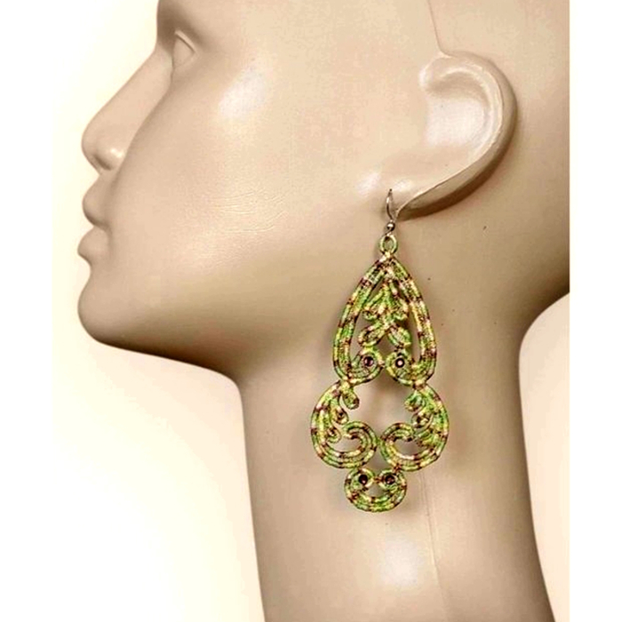 Cercei Candelabru Verde Degrade cu Cristale [2]