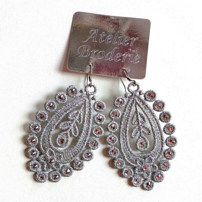 Cercei Argintii Chandelier cu Cristale [2]