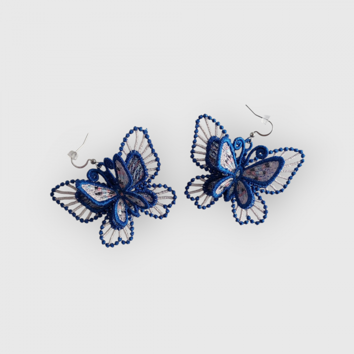 Cercei Fluturi Brodati cu Aripi Duble Handmade Originali [3]