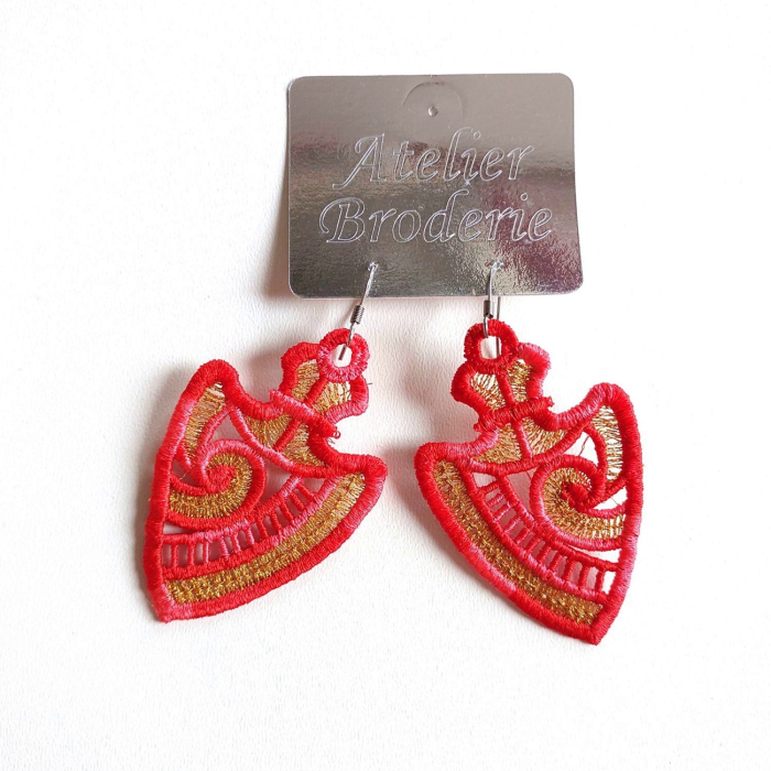 Cercei Rosu Degrade cu Auriu [2]