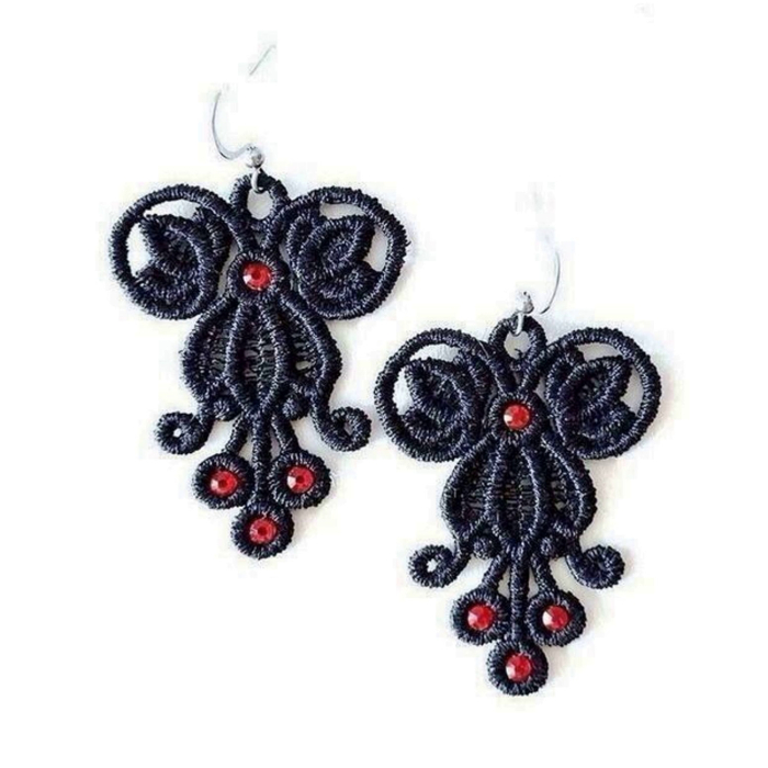 Cercei Picaturi cu Cristale Rosii [2]